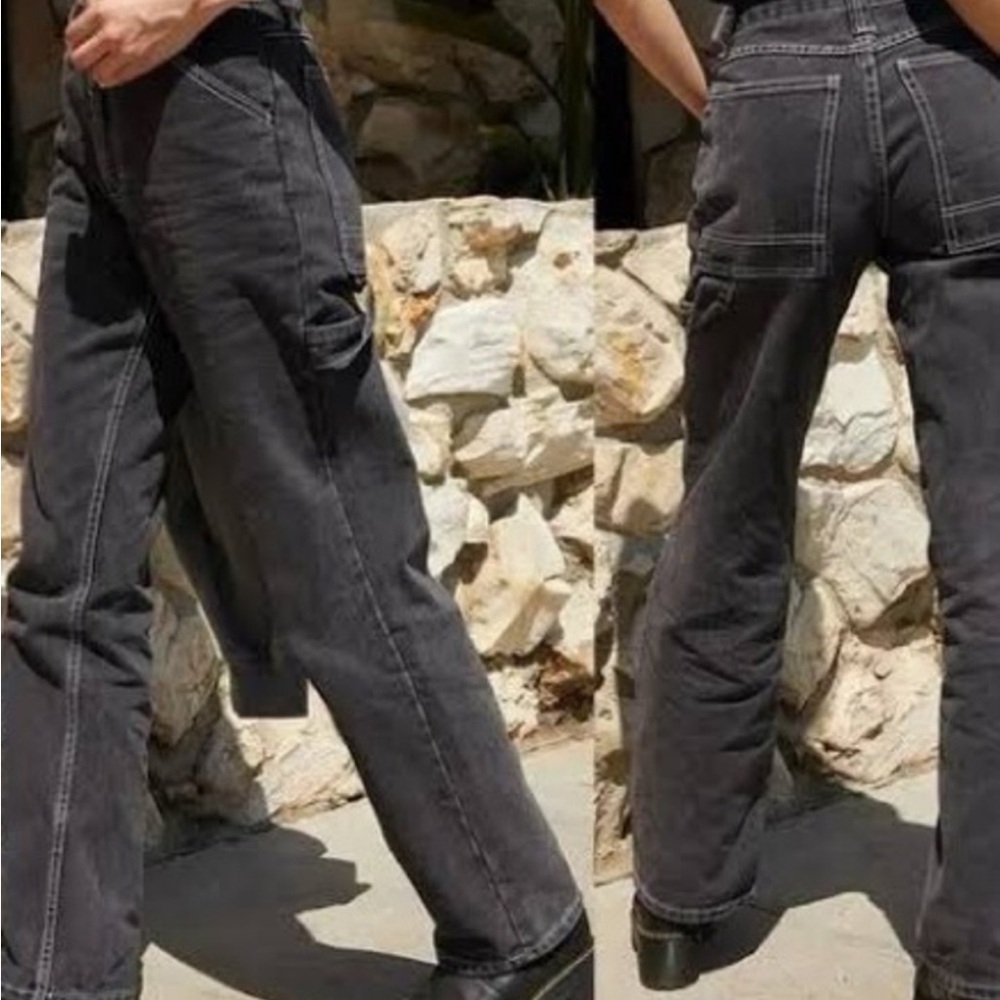 Women's Black Wide-Leg Cargo Jeans